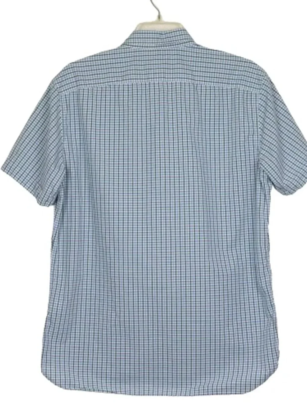 Banana Republic Camden Fit M Men's Shirt Short Sleeve Plaid Blue Cotton